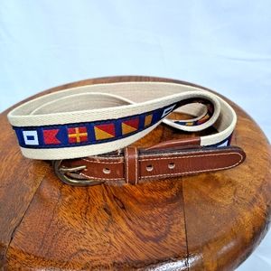 Brooks Brothers Leather And Woven Nautical Belt